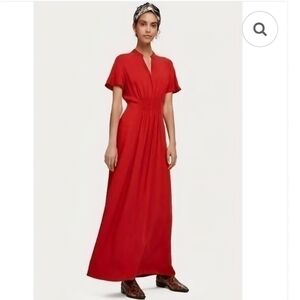 Scotch & Soda Short Sleeve Orange/red Maxi Dress